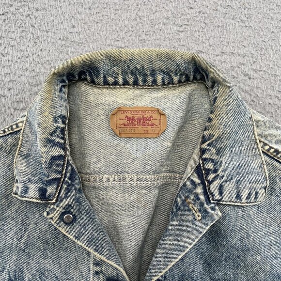 VTG Levi's Jean Jacket 70507-0219 Mens XL Blue Acid Wash USA Streetwear 90s - Picture 3 of 10